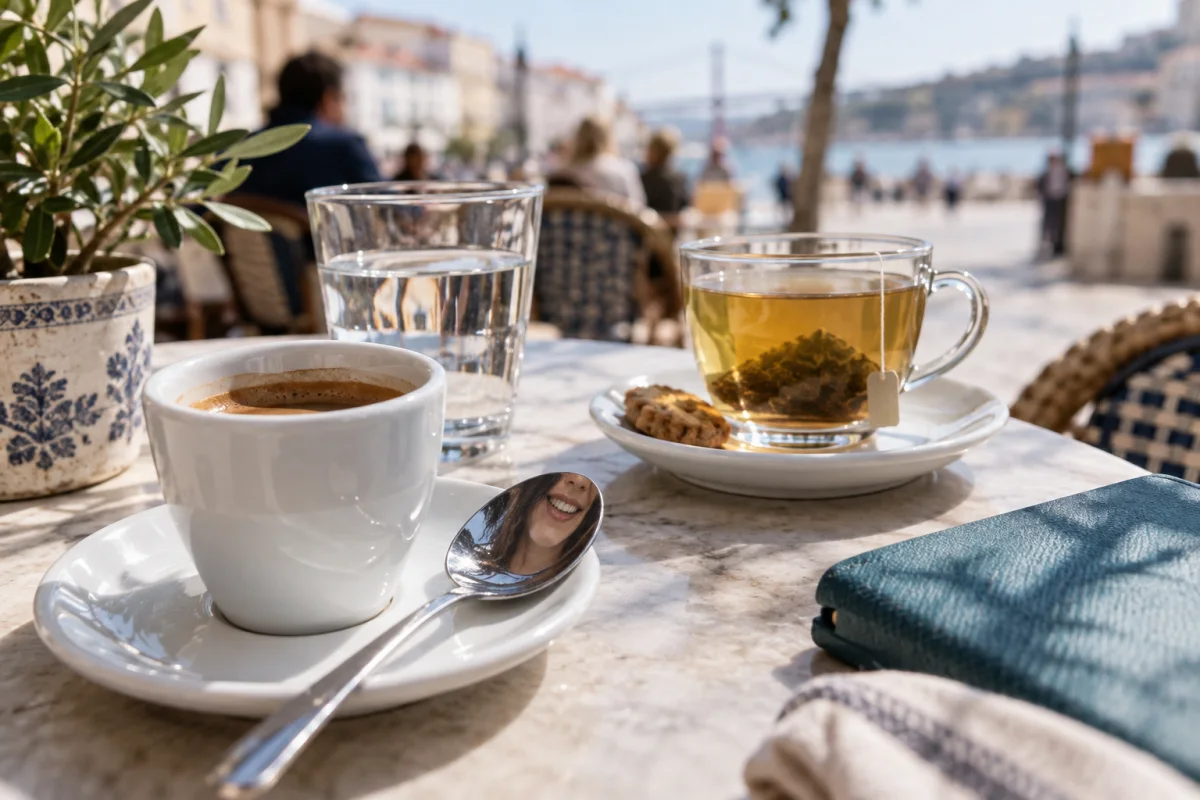 Imagem editorial: Café, chá e manchas nos dentes