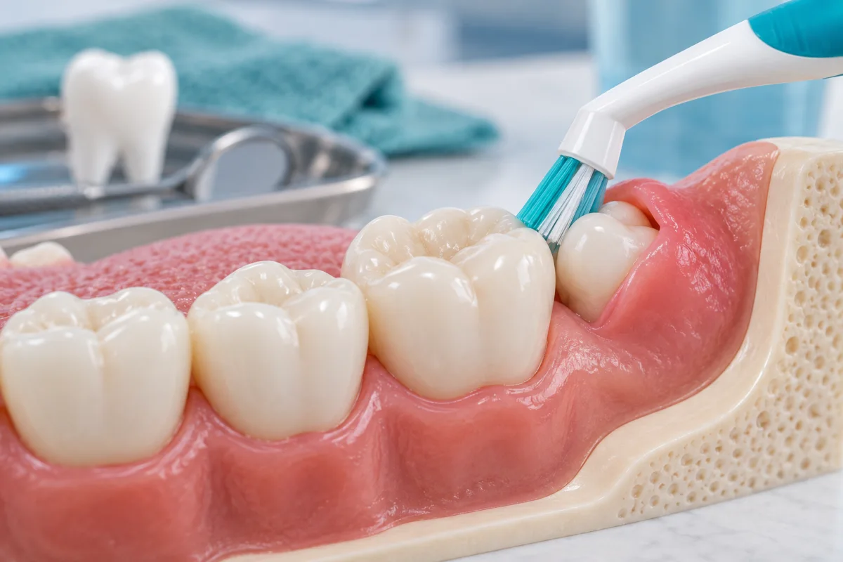 Imagem editorial: Como limpar junto aos dentes do siso